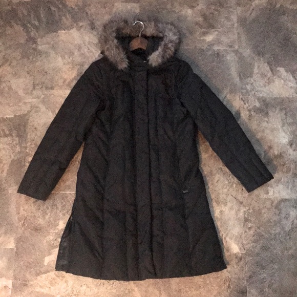 PERRY ELLIS Down Filled Long Black Warm Winter Puffy Parka Coat - Picture 2 of 8